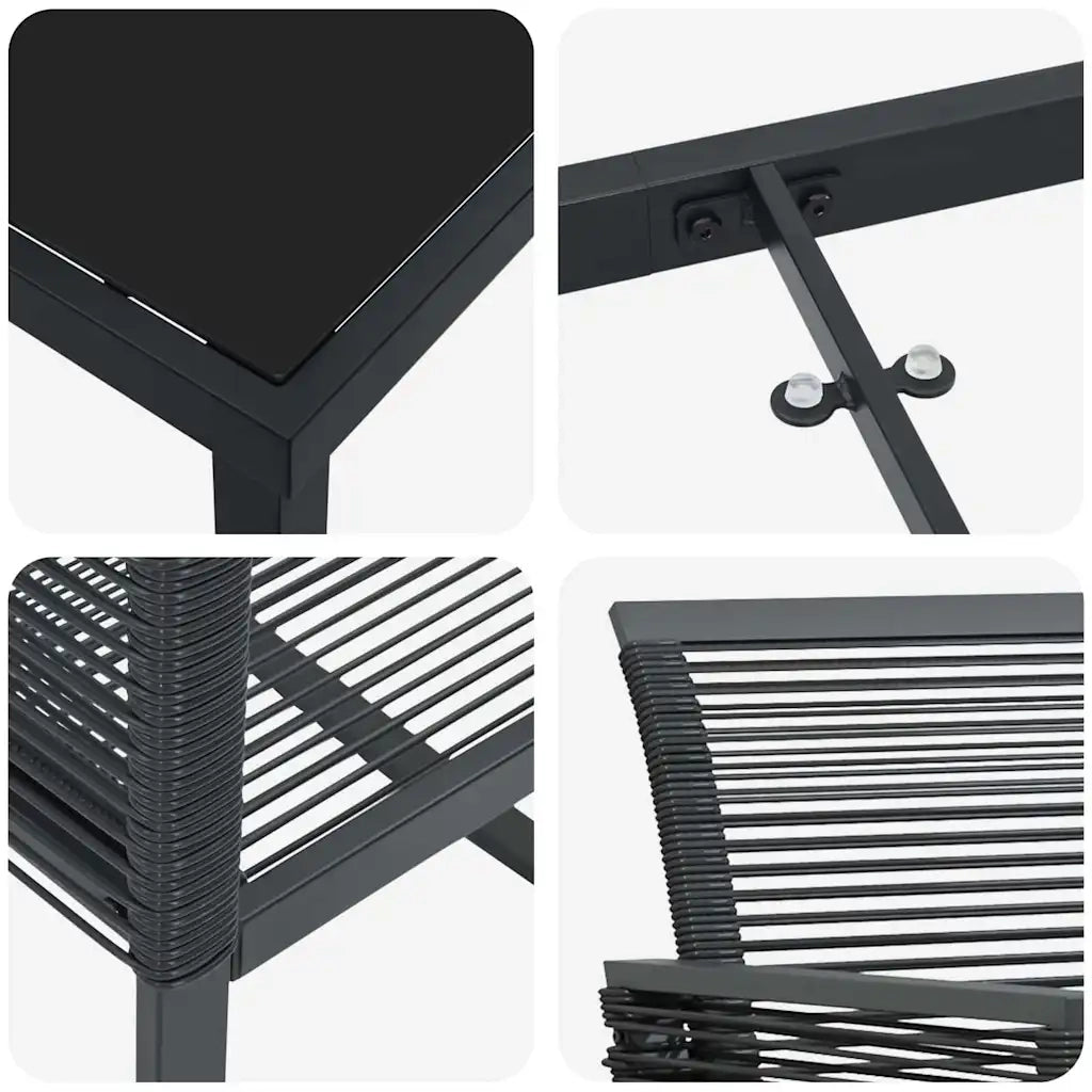 Set da Pranzo per Giardino 5 pcs Nero 3379311