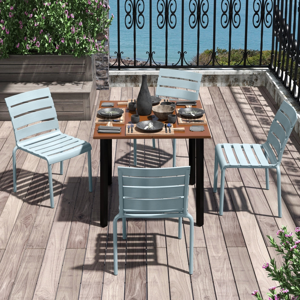 Set di 4 sedie da giardino impilabili ¨C zephmum ¨C grigio 42x54x78 cm