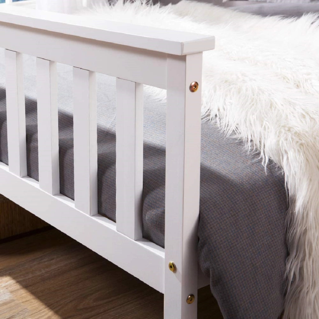 Letto per Adulti; Letto Matrimoniale 140×200 cm con Struttura Stabile; senza Materasso; in Legno Massello; Bianco