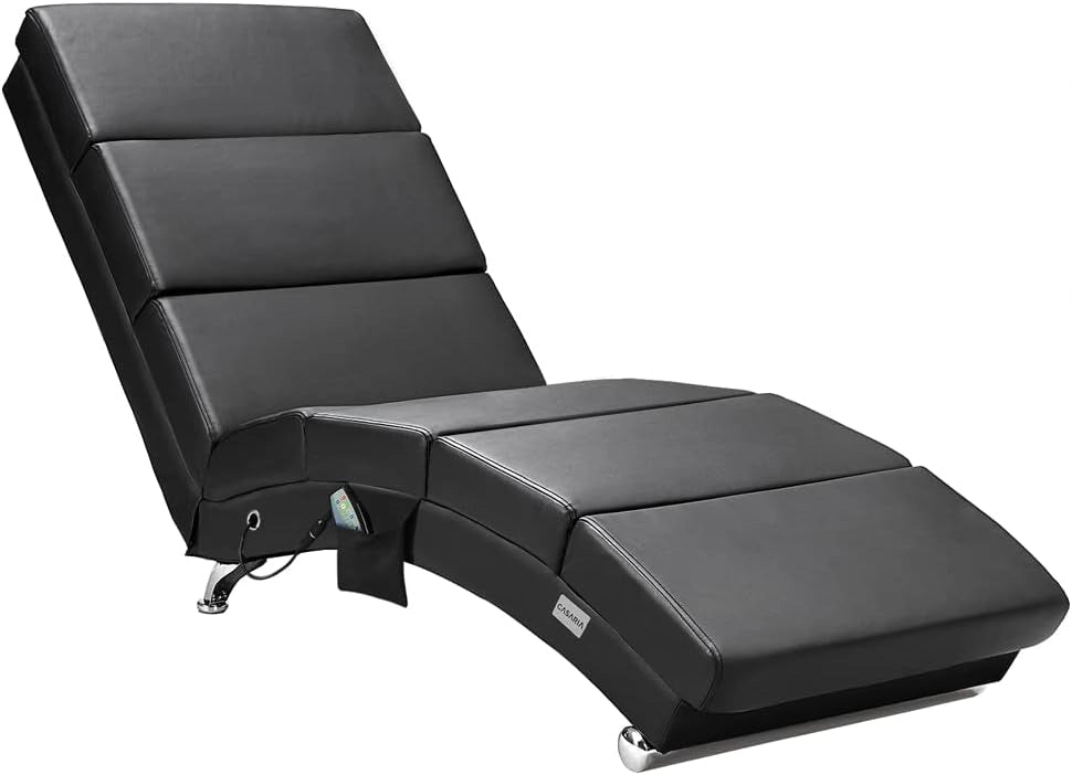 ® Poltrona Chaise Longue Funzione Massaggiante e Termica 186x89x55cm Lettino Relax Sdraio Ergonomico in Tessuto Imbottito Portata 180 kg Soggiorno Ufficio Interno Reclinabile Lettura