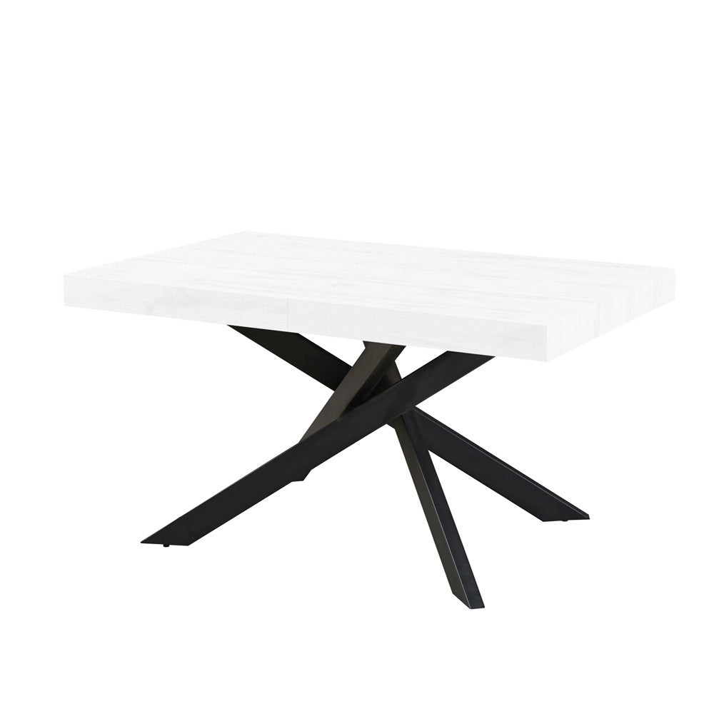 Tavolo rettangolare allungabile Belinda piano bianco e base nera 160x90x75