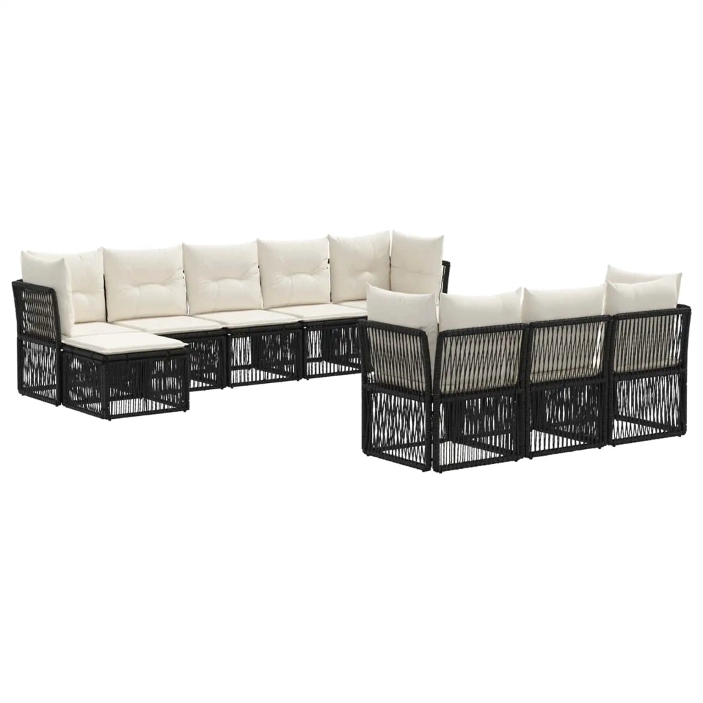 Set Divano da Giardino 10 pcs Nero polyrattan 3434368