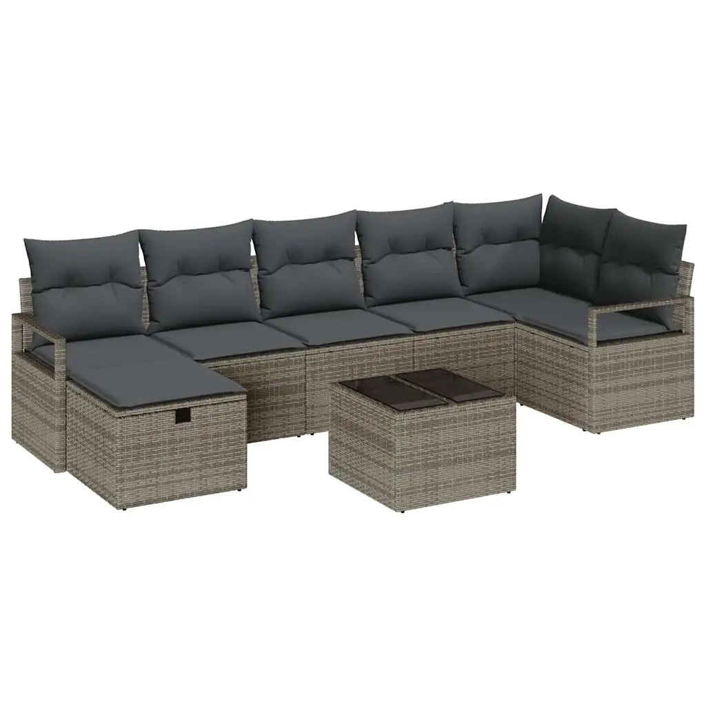 Set di divani con cuscino 8 pcs Grigio polyrattan