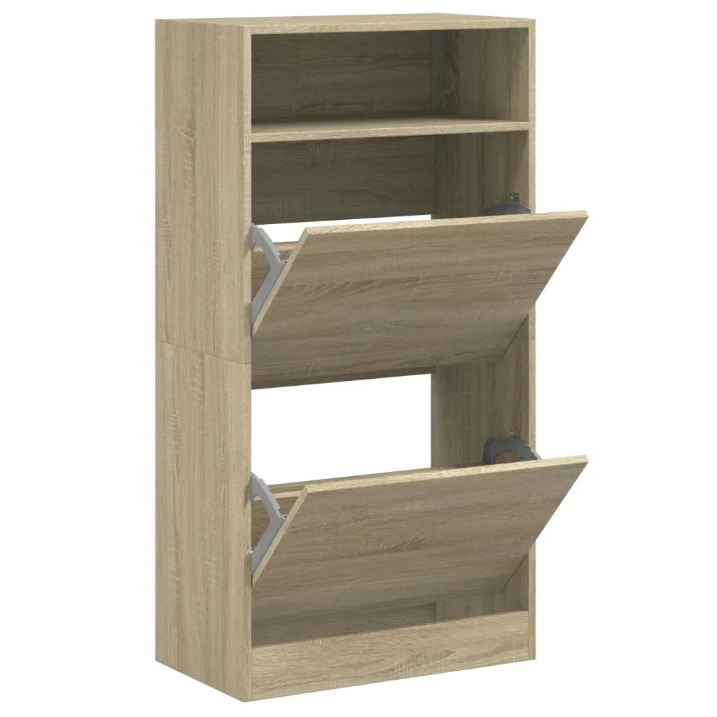 Scarpiera-Scaffale per scarpe Rovere Sonoma 60x34x116 cm in Legno Multistrato