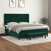 Giroletto a Molle con Materasso Verde Scuro 160x200 cm Velluto