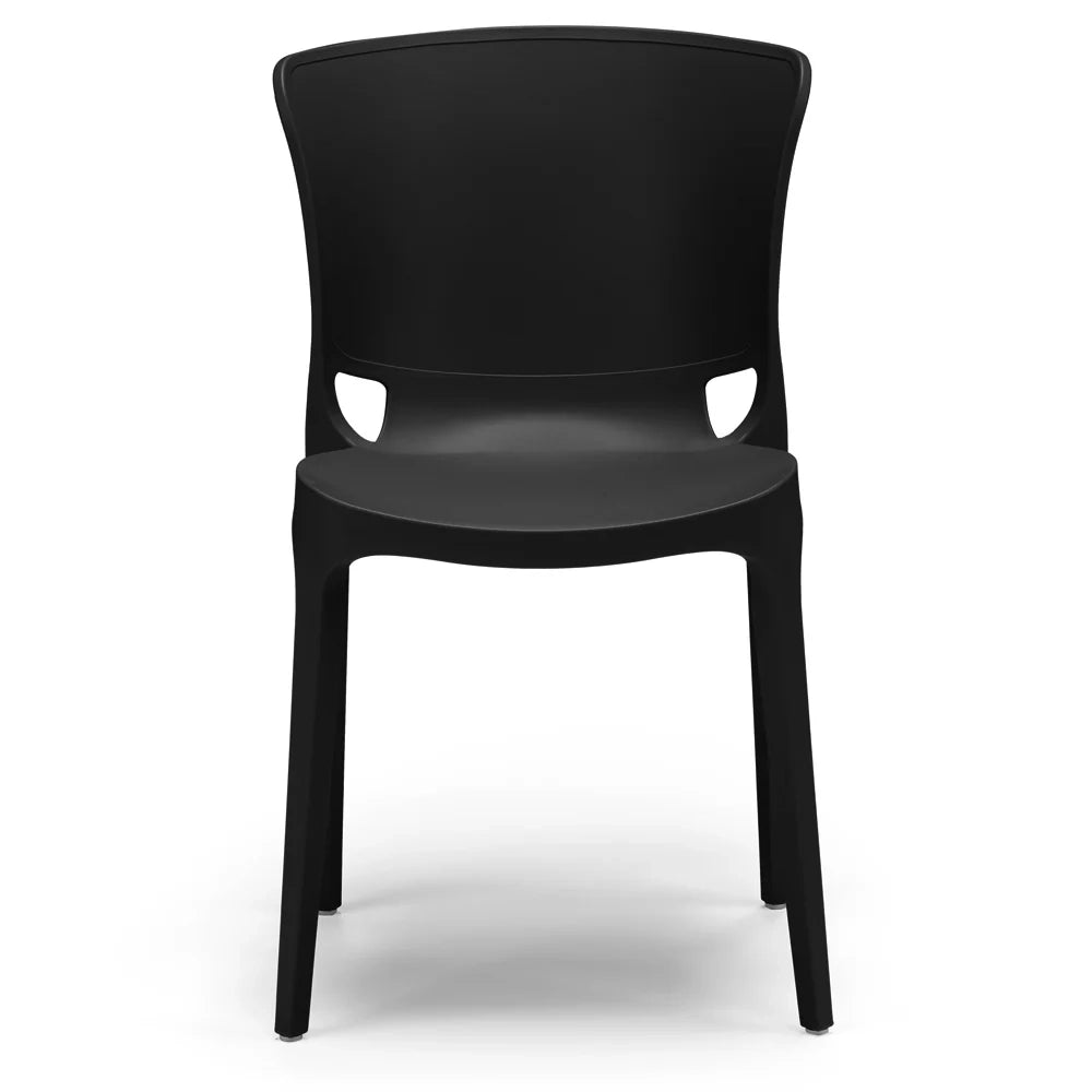 Set 4 sedie in polipropilene JUMBO, 100% MADE IN ITALY, impilabile, resistente ai raggi UV, design moderno, ideale per sala da pranzo, cucina, sala d’attesa, bar, ristoranti o giardino, colore Nero Grafite
