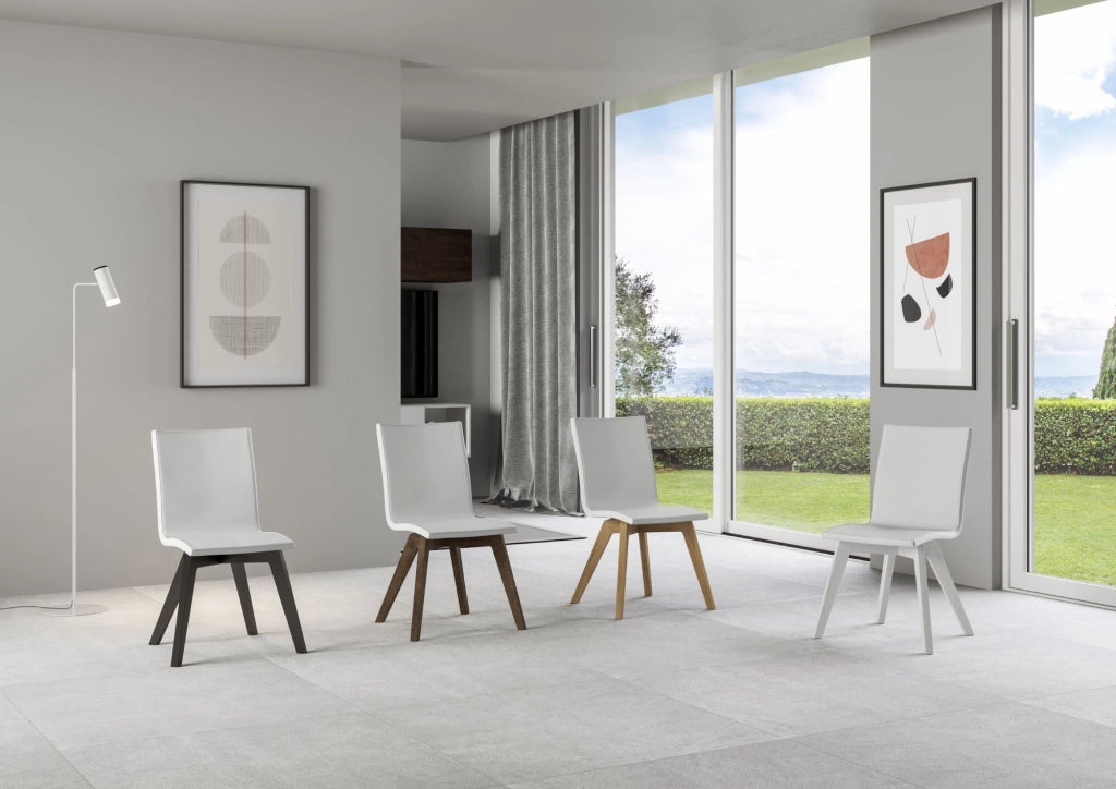 Sedia 52x52x87 cm Trudy gambe bianche in Similpelle Bianco