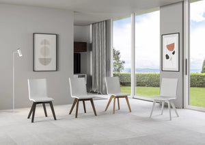 Sedia 52x52x87 cm Trudy gambe bianche in Similpelle Bianco