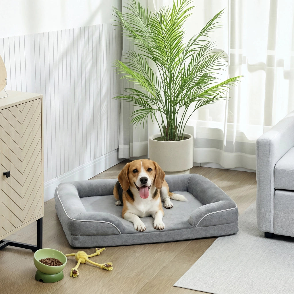 Cuccia per Cani Medi e Gatti ¨C Xylo ¨C Base Antiscivolo Grigio 91,5x68,5x16,5 cm