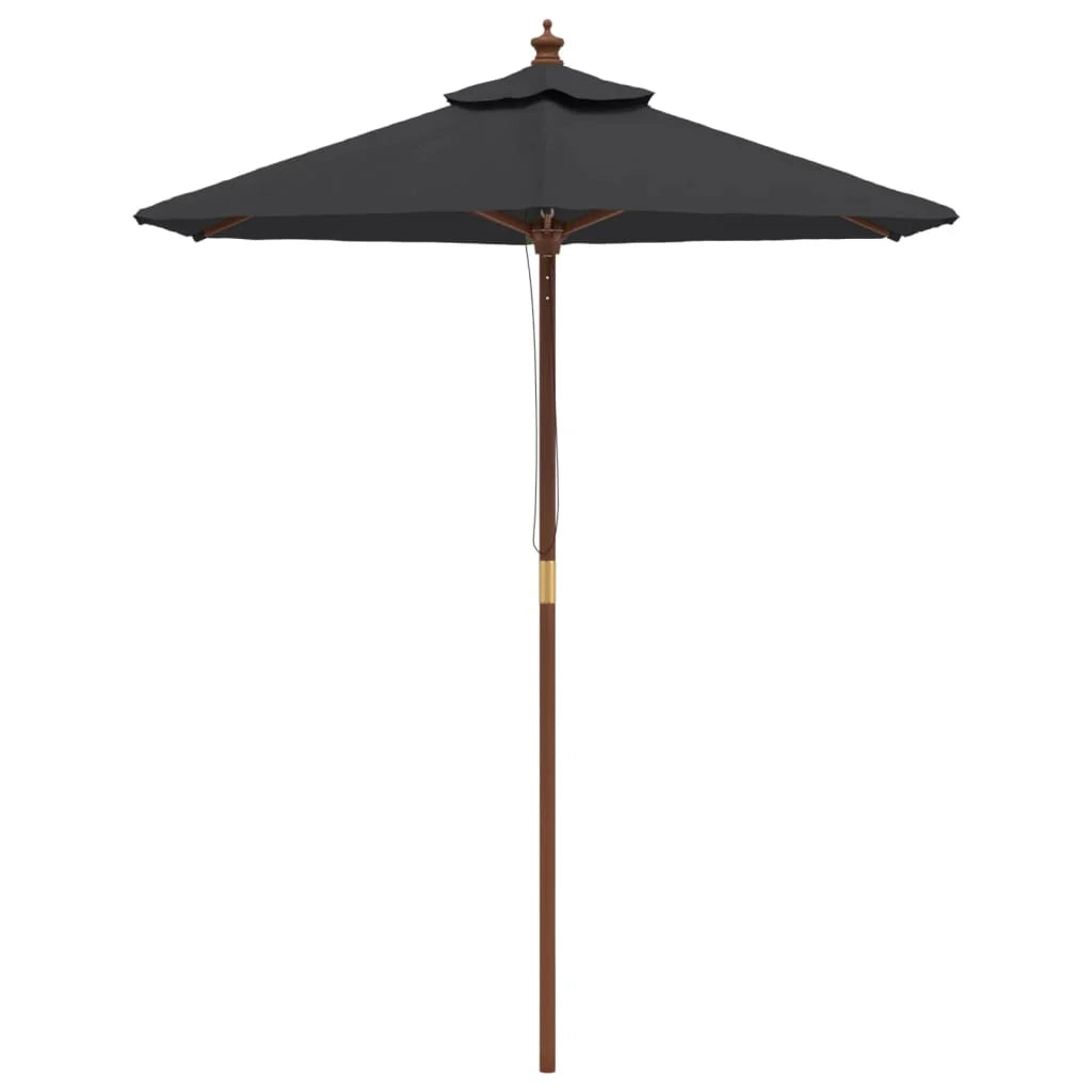 Ombrellone da giardino con palo in legno 196 x 231 cm nero 02_0008342