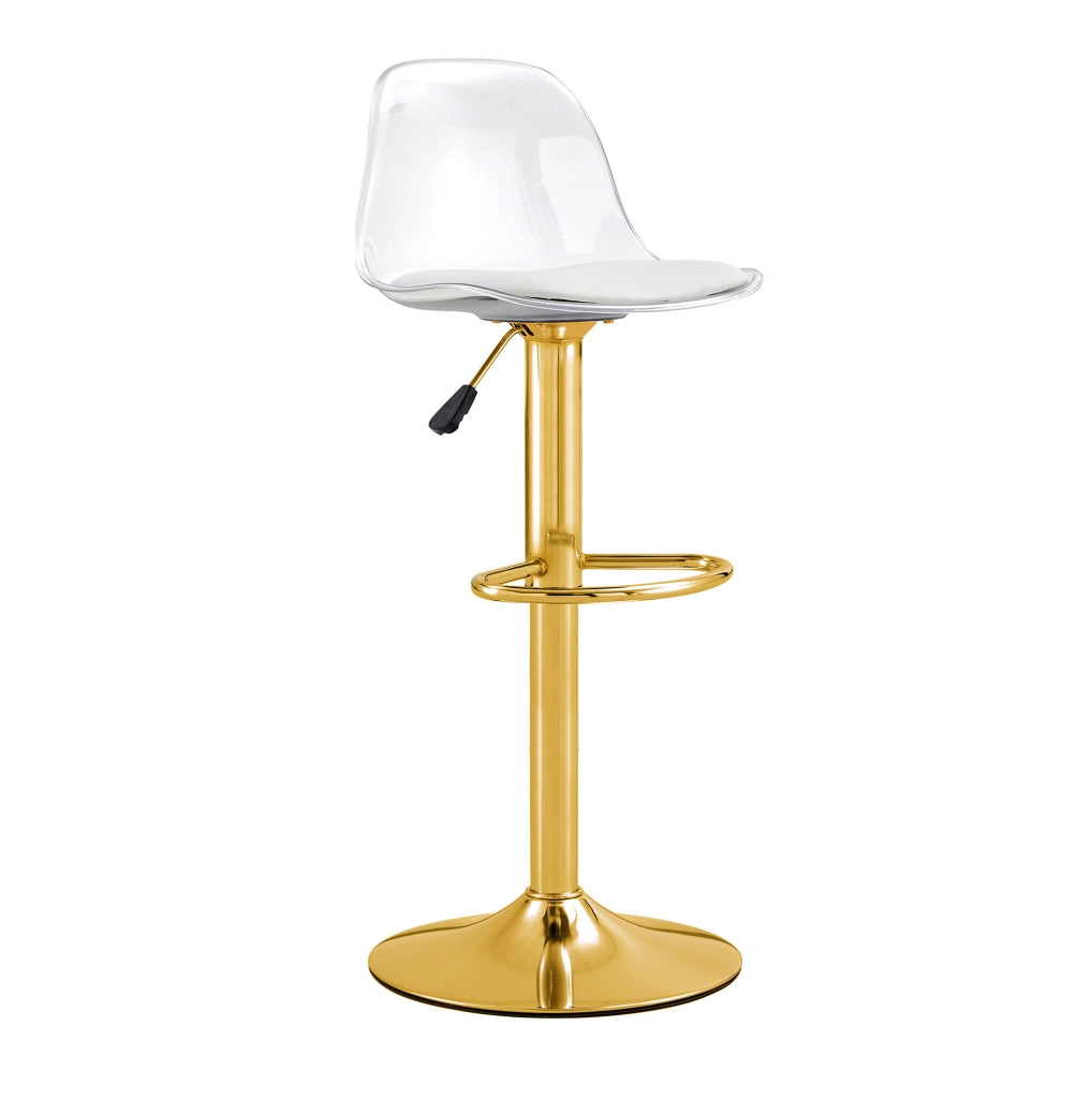 Set di 2 sgabelli da bar regolabili 82-104 cm, oro e trasparente, girevoli