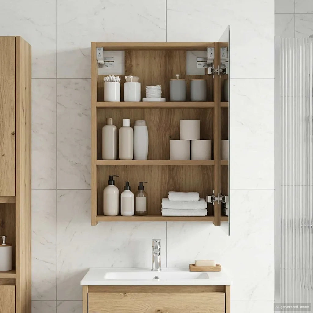 Mobiletto per specchio da bagno con porta Rovere Artigianale