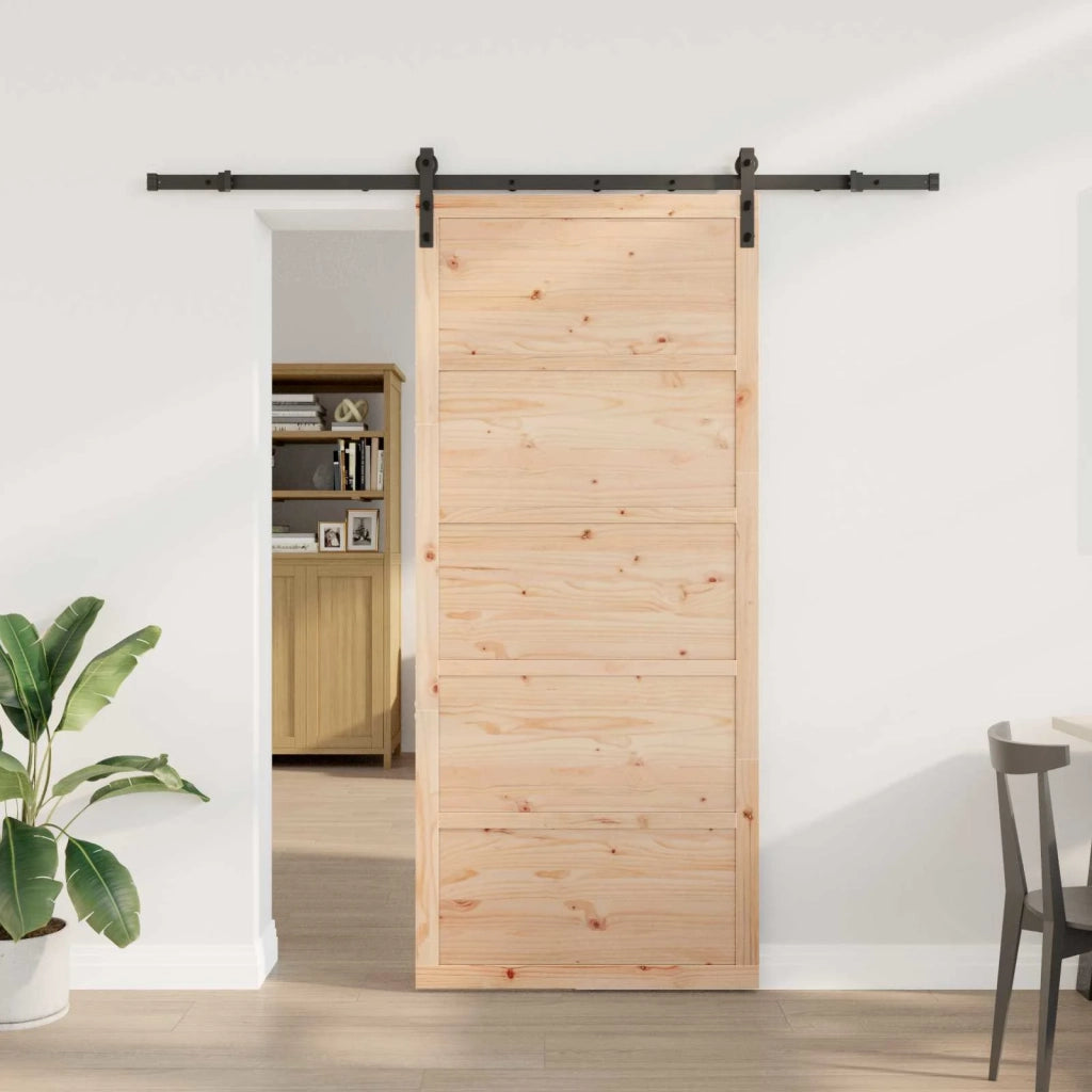 Porta scorrevole Naturale 100 x 208 cm Legno Massello di Pino