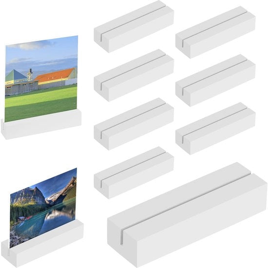 Set di 10 supporti per cartoline in legno, supporti per cartoline in betulla, supporti per cartoline in legno per matrimoni, feste e cene, supporto per menu, supporto per foto, supporto per cartoline (bianco)