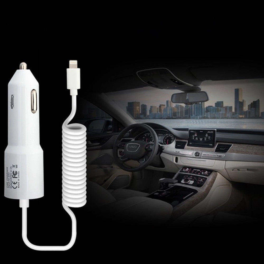 Trade Shop - Caricabatteria 2.1a Per Auto O Camion 12v 24v Con Cavo Per Iphone 5 5s Hy-14-001 -