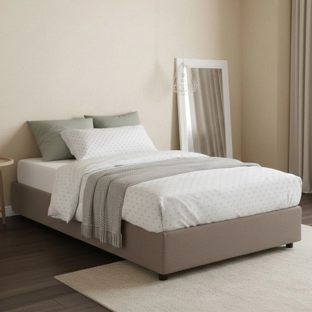 Asid, Letto Piazza e Mezza Sfoderabile Made in Italy, Grigio Tortora