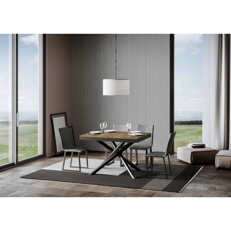 Tavolo allungabile 90x120/224 cm Famas Evolution telaio Antracite - Noce