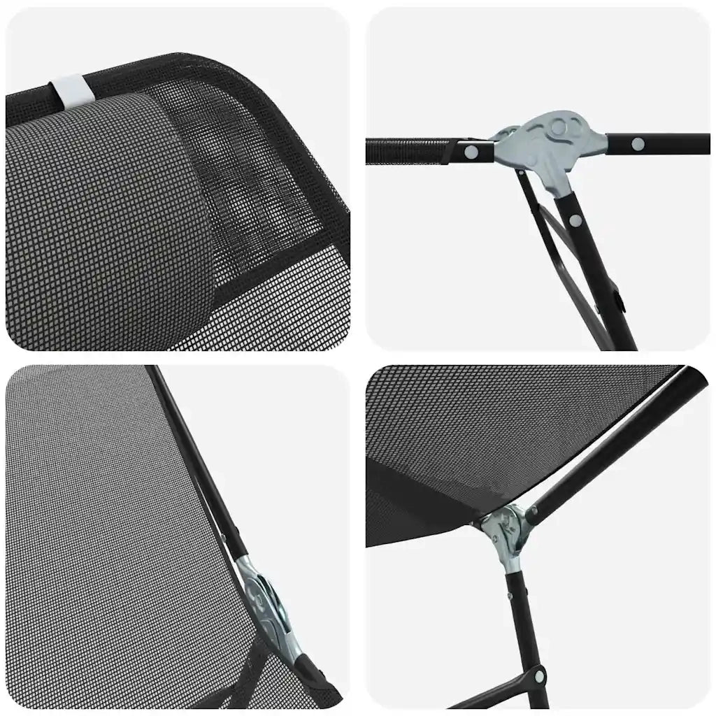 Lettino Prendisole | Sdraio da giardino | Lettino da sole pieghevole Nero 182 x 55 x 85,5 cm Textilene