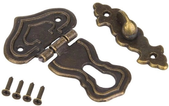 Decine di Vergrendelazioni Antiche a Clessidra in Ottone - Decorativo Cerniera - Chiave a Gomito Antica - 10 Pezzi - Inclusi 40 Viti - Decorativo Cerniera Antica