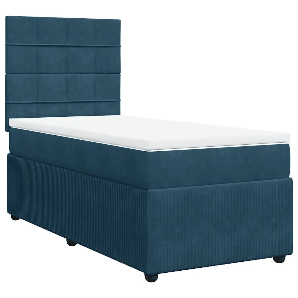 Giroletto a Molle con Materasso Blu Scuro 80x200 cm in Velluto
