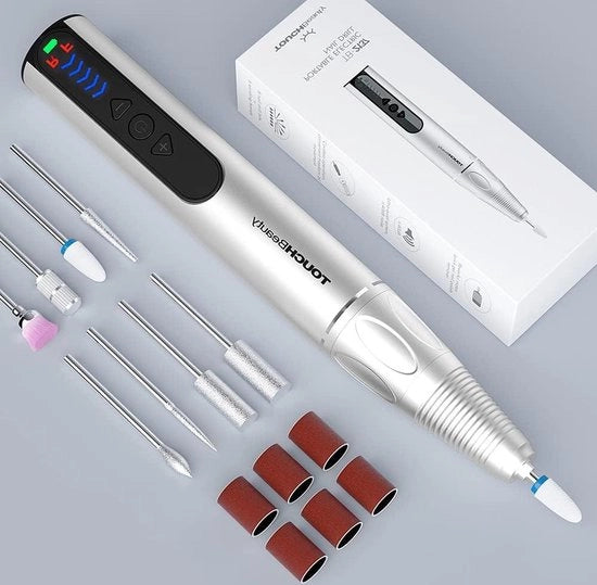 Set di manicure a batteria con doppia rotazione a viti elettriche 8 in 1 - accessori multifunzionali a 5 velocità motore con rotazione rapida (30000 giri/min) AG-2137