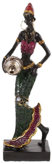 Figura femminile tribale in stile africano, scultura decorativa per ufficio o salotto, oggetto da collezione.