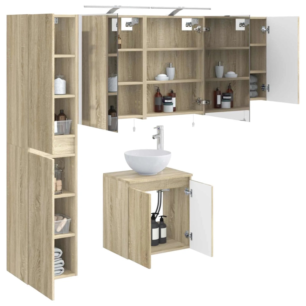 Set di Armadi da Bagno 5 pcs Rovere Sonoma 50 x 14,5 x 70 cm 3407289