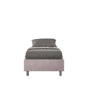 Letto singolo con rete imbottito 80x210 microfibra glicine Azelia
