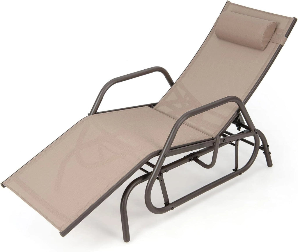 Sedia a Sdraio da Esterno Reclinabile con Schienale Regolabile e Cuscino Rimovibile Poltrona Relax Regolabile, Lettino Prendisole, Sdraio Pieghevole e Leggera,Per Giardino, Piscina e Spiaggia