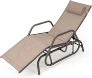 Sedia a Sdraio da Esterno Reclinabile con Schienale Regolabile e Cuscino Rimovibile Poltrona Relax Regolabile, Lettino Prendisole, Sdraio Pieghevole e Leggera,Per Giardino, Piscina e Spiaggia