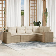 Set Divano da Giardino 5 pz con Cuscini Beige in Polyrattan 3222527