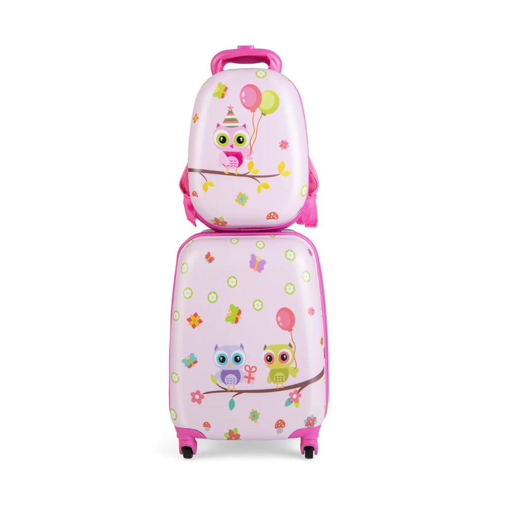 Set di 2 valigie trolley per bambini 32,5 x 22 x 46,5-82 cm zaini ergonomici stile colorato ABS rosa 20_0014612