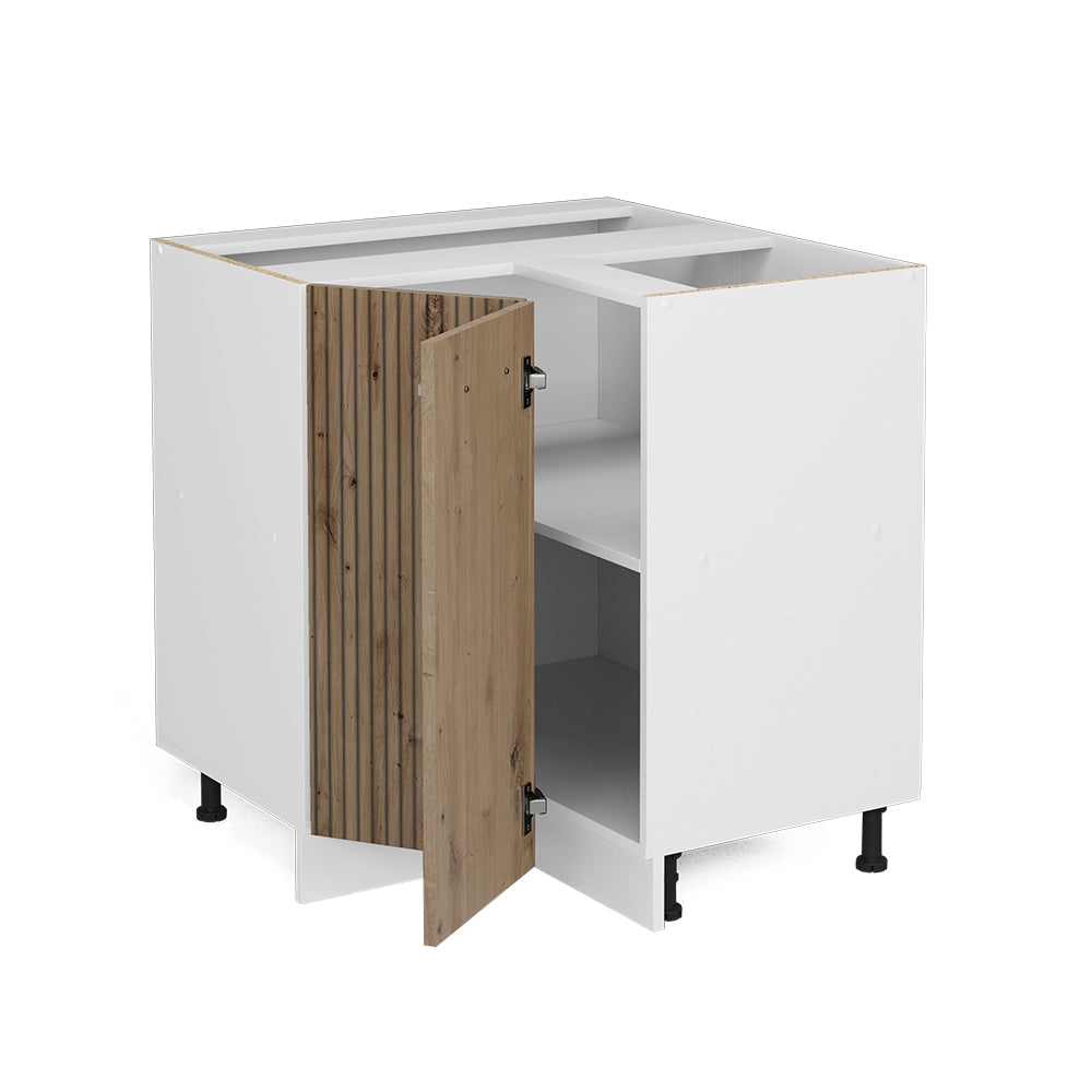 Mobile ad angolo cucina R-Line Rovere artigianale/Bianco 75.6 cm, PL Marmo Vicco