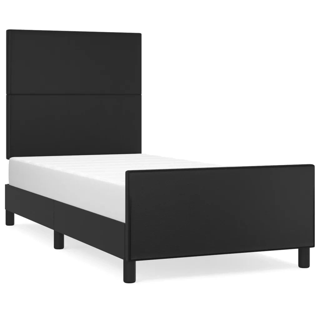 Giroletto con Testiera-Struttura Letto con testiera Nero 100x200 cm in Similpelle 124511