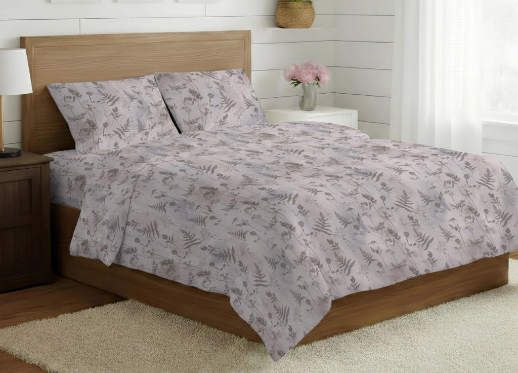 Sacco Copripiumino In 100% Cotone Made Italy Disegno Soffione - Matrimoniale - Beige