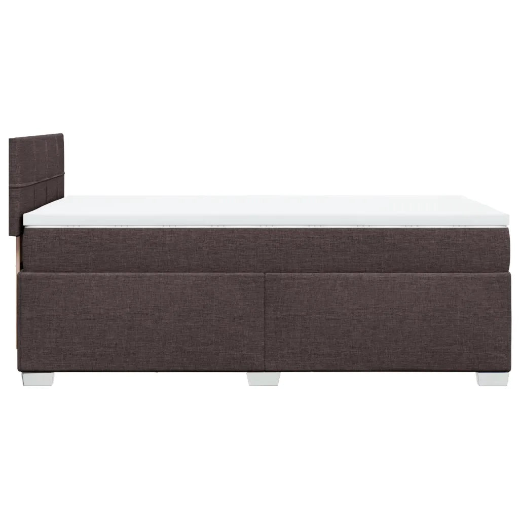 Letto singolo | Letto per adulti | Giroletto a Molle con Materasso Marrone Scuro 80x200 cm Tessuto