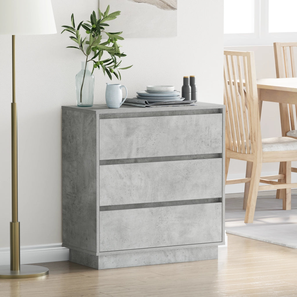 Comodino  con LED Grigio cemento 71x34,5x75 cm Legno ingegnerizzato