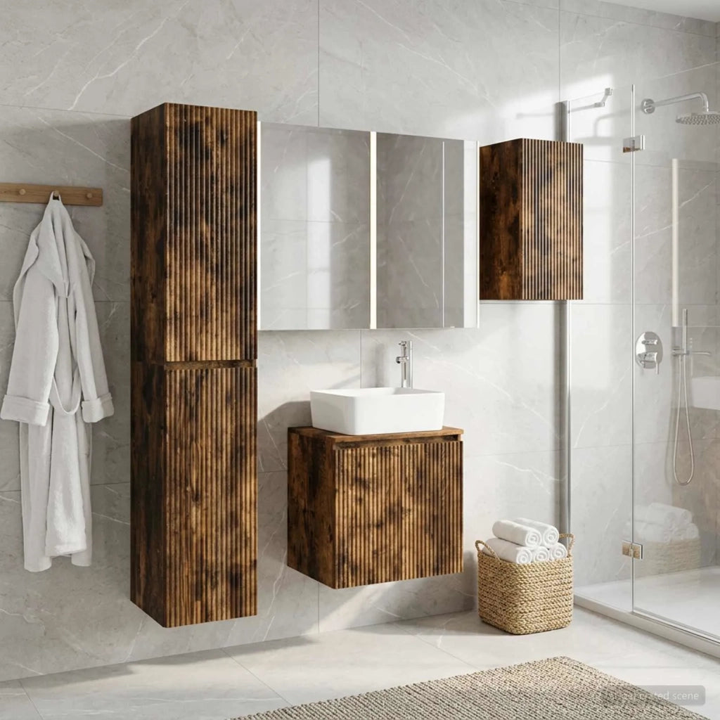 Set di Armadi da Bagno 5 pcs Rovere Fumo 53 x 15,5 x 70 cm 3407331