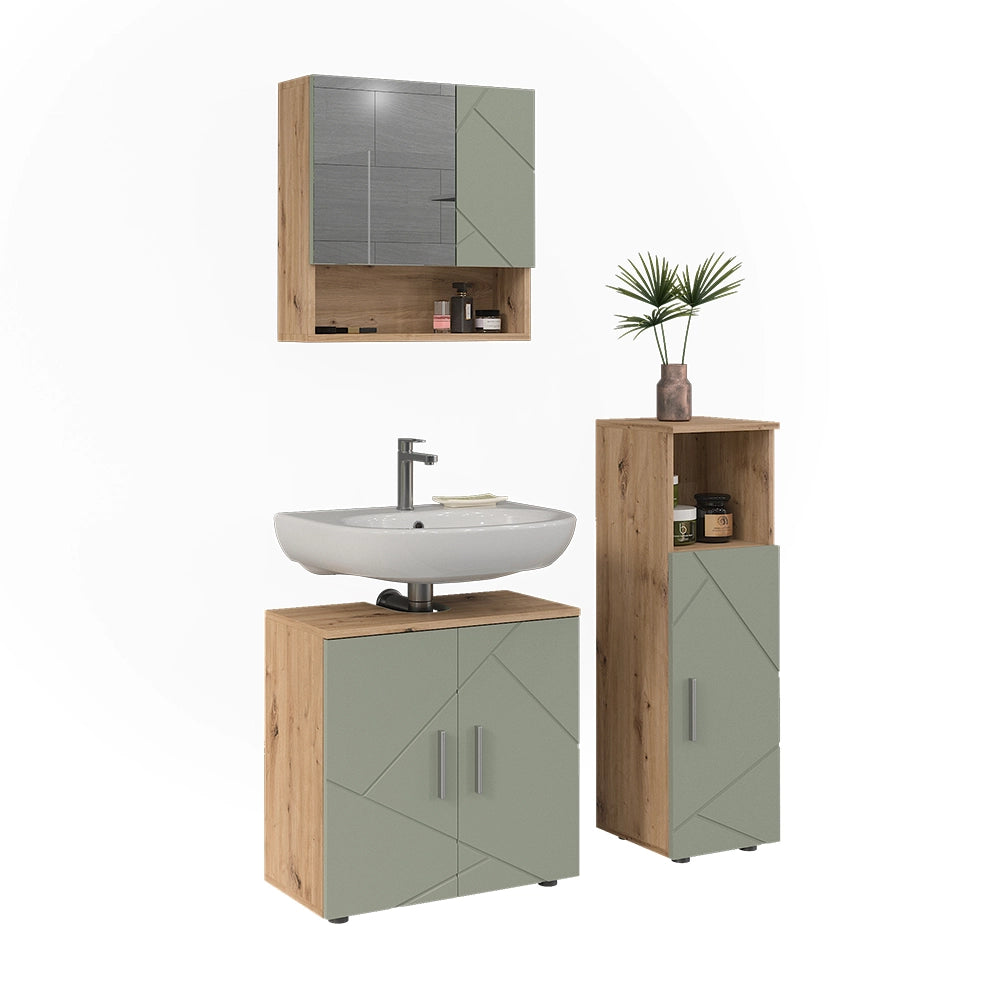 Vicco Set di mobili da bagno Verde salvia 3 parti