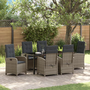 Set di Mobili da Giardino da 7 Pezzi con Cuscini Grigio in Polyrattan