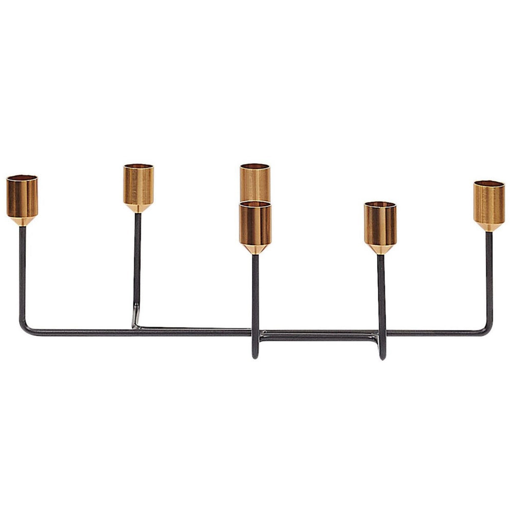Portacandele Supporto in metallo Nero e dorato per 6 candele Decorazione moderna