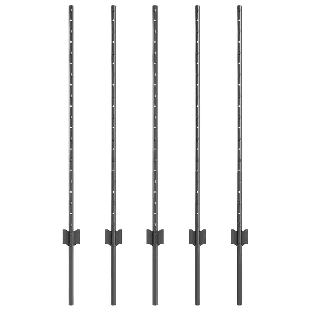 Palo della recinzione 5 pcs Grigio 100 cm Acciaio 42006280