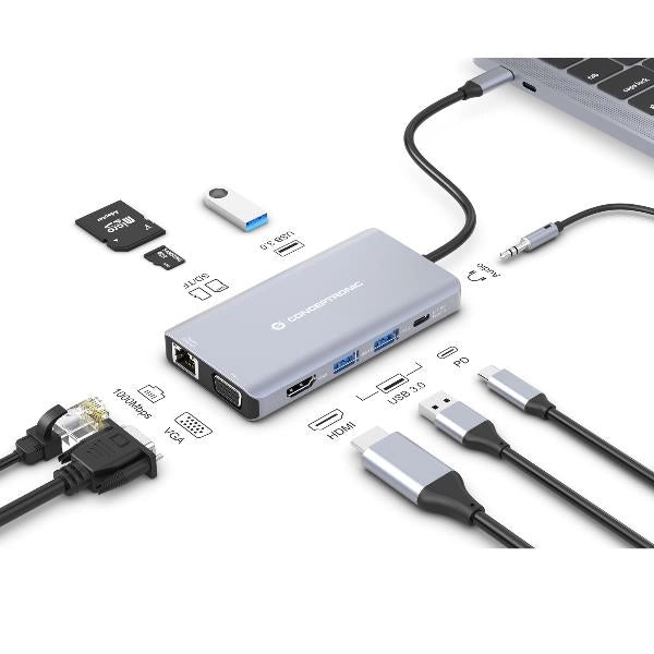 Conceptronic donn20g cablato usb 3.2 gen 1 (3.1 gen 1) type-c grigio