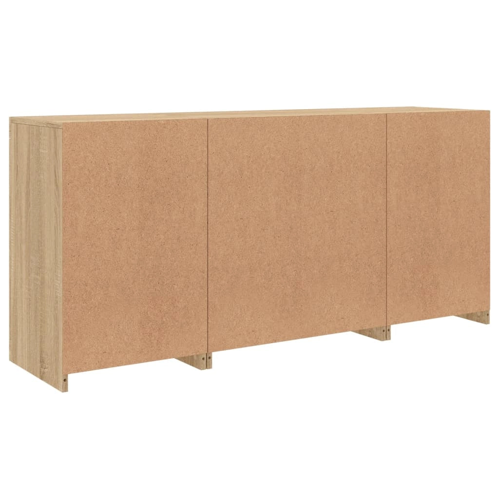 Buffet credenza cassettiera armadio mobile contenitore organizer per cucina soggiorno salotto con luci LED Sonoma 142,5 x 37 x 67 cm marrone 02_0029939