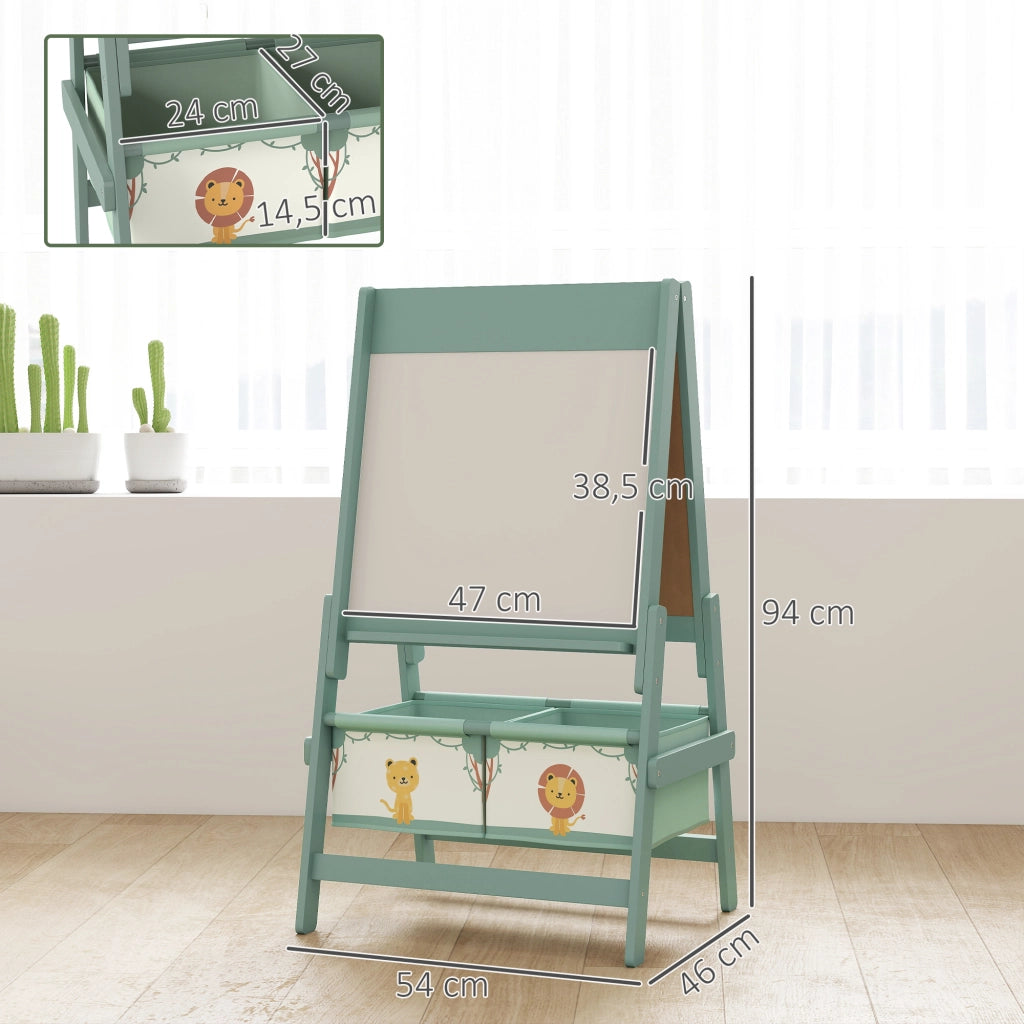 Tavolo da disegno bambini 3 in 1 ¨C zephmum ¨C verde 54x46x94 cm