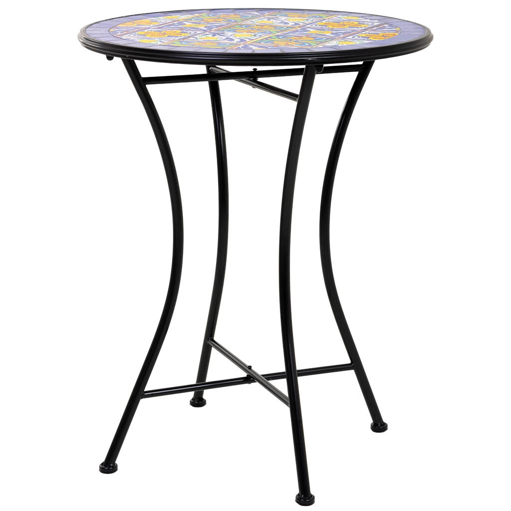 Tavolo + 2 sedie in ferro battuto, D60x75h-sedia(2): D38x46-90h Nero