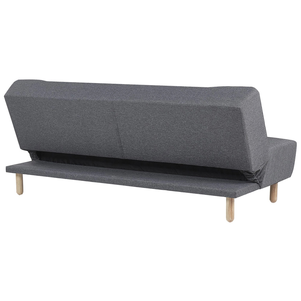 Divano Grigio Tessuto Tappezzeria Gambe In Legno Chiaro 3 Posti Stile Scandinavo