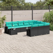 Set Divani da Giardino 11 pz con Cuscini Nero in Polyrattan 3220726