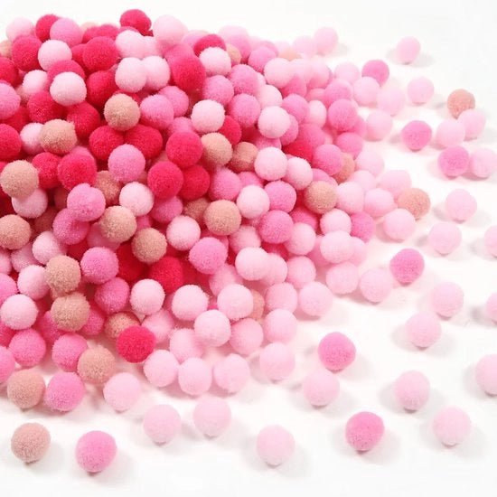 Pomponi 720 pezzi - 1 cm - Rosa - Decorazione soffice - Attività di artigianato - Materiale di artigianato - Materiali per il fai da te - Materiale in poliestere