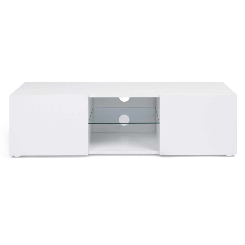 IDMarket - 113 cm Porta TV ELI ripiano in vetro bianco con LED